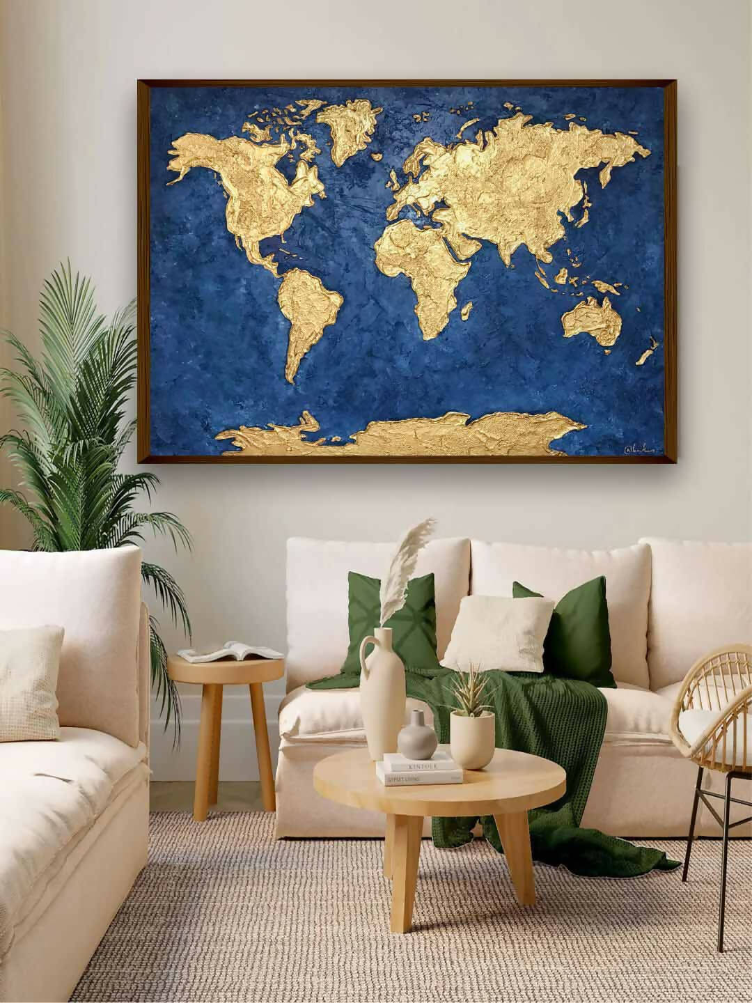 Abstract World Map Wall Decor, Large Metal Wall Art, Decorative Metal Wall  Panel