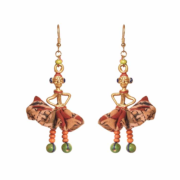The Dancing Empress Handcrafted Tribal Dhokra Earrings in Floral Design - Fashion & Lifestyle - 3