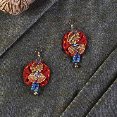The Royal Empress Handcrafted Tribal Dhokra Round Earrings in Red - Fashion & Lifestyle - 1