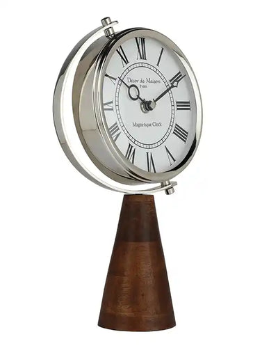 Wood's Pedestal Clock in Reflective Silver- 61-323-31-1