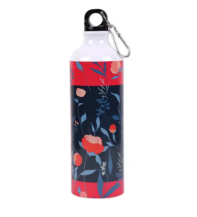 Abstract Printed Blue Aluminium Sipper Water Bottle 750ml