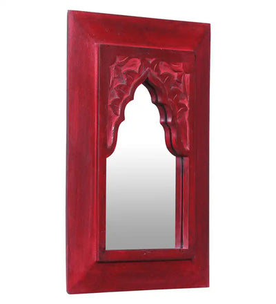 Cora Red Carved Vintage Minaret Mirror (10in x 1in x 14in) - Home Decor - 5