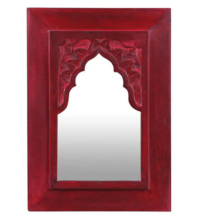 Cora Red Carved Vintage Minaret Mirror (10in x 1in x 14in) - Home Decor - 4