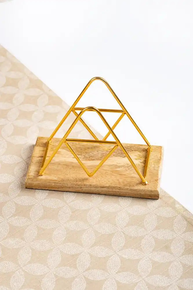 Napkin Holder Wooden Golden Triangle
