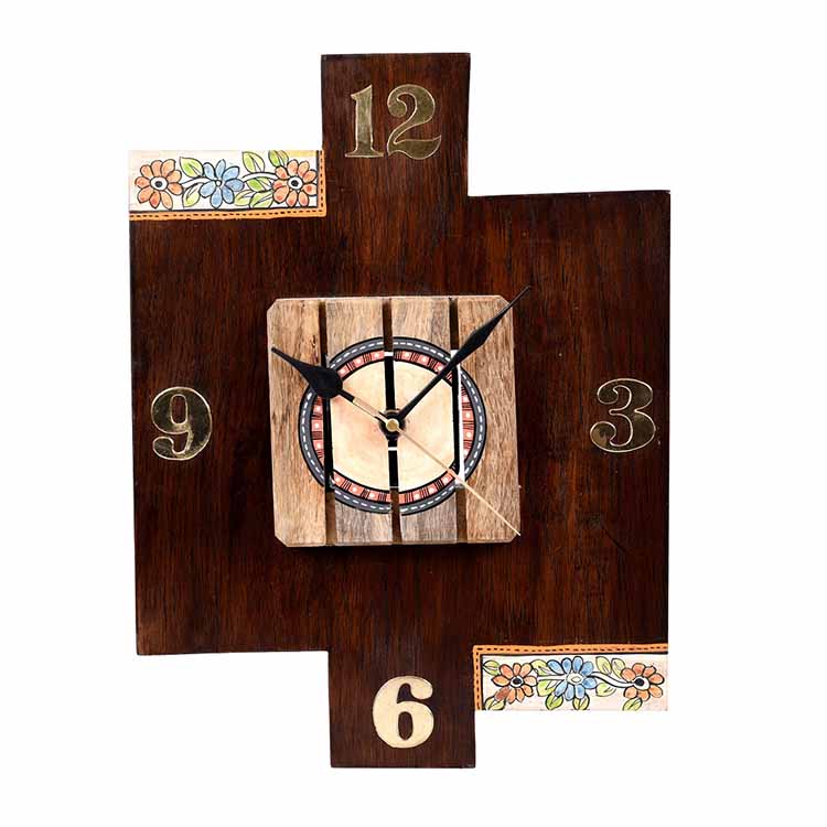 Wall Clock Handcrafted Wooden Tribal Art (9x1.5x12") - Wall Decor - 2