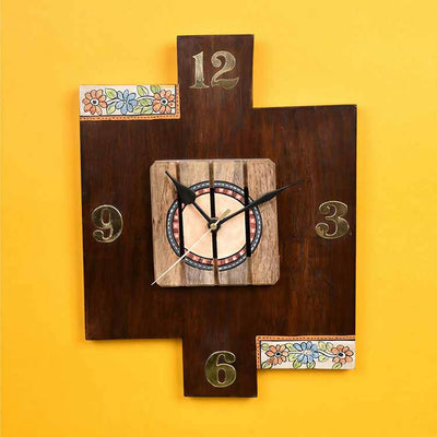 Wall Clock Handcrafted Wooden Tribal Art (9x1.5x12") - Wall Decor - 1
