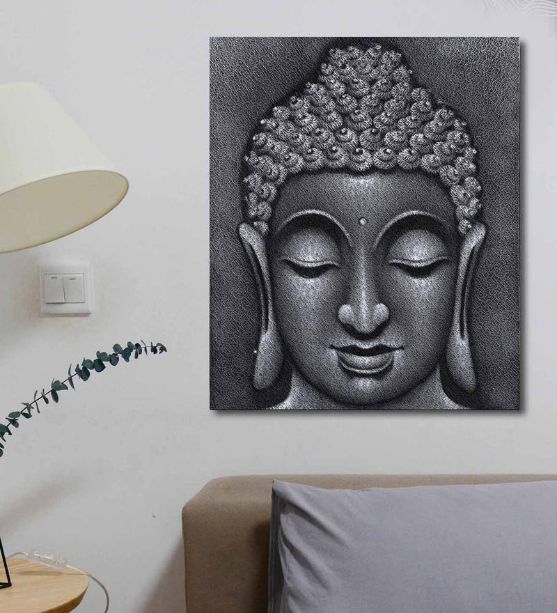 Buddha Metal Wall Sign | Yoga Studio Decor | Meditation Art | Spiritual  accessory | 30 iches | Black